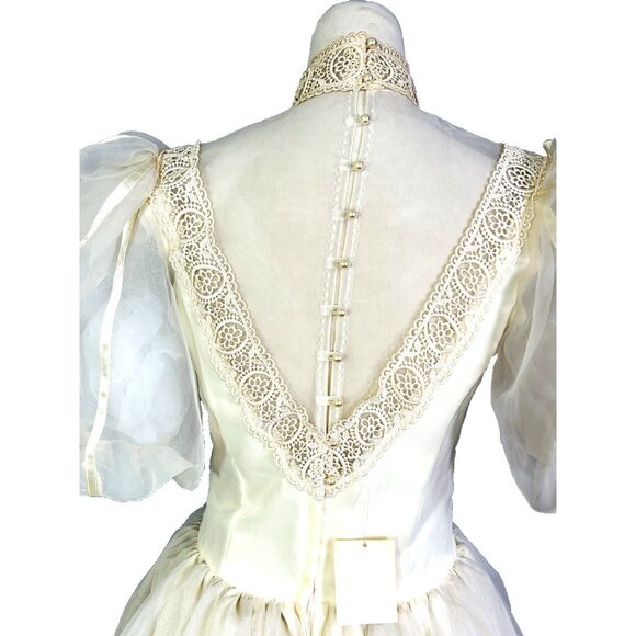 Vintage NWT Jessica McClintock Romantic Renaissance Bridal Dress Victorian 9/10 - Picture 8 of 16